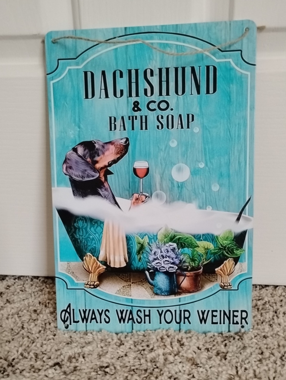 Dachshund & Co. Bath Soap Wall Art - Turquoise